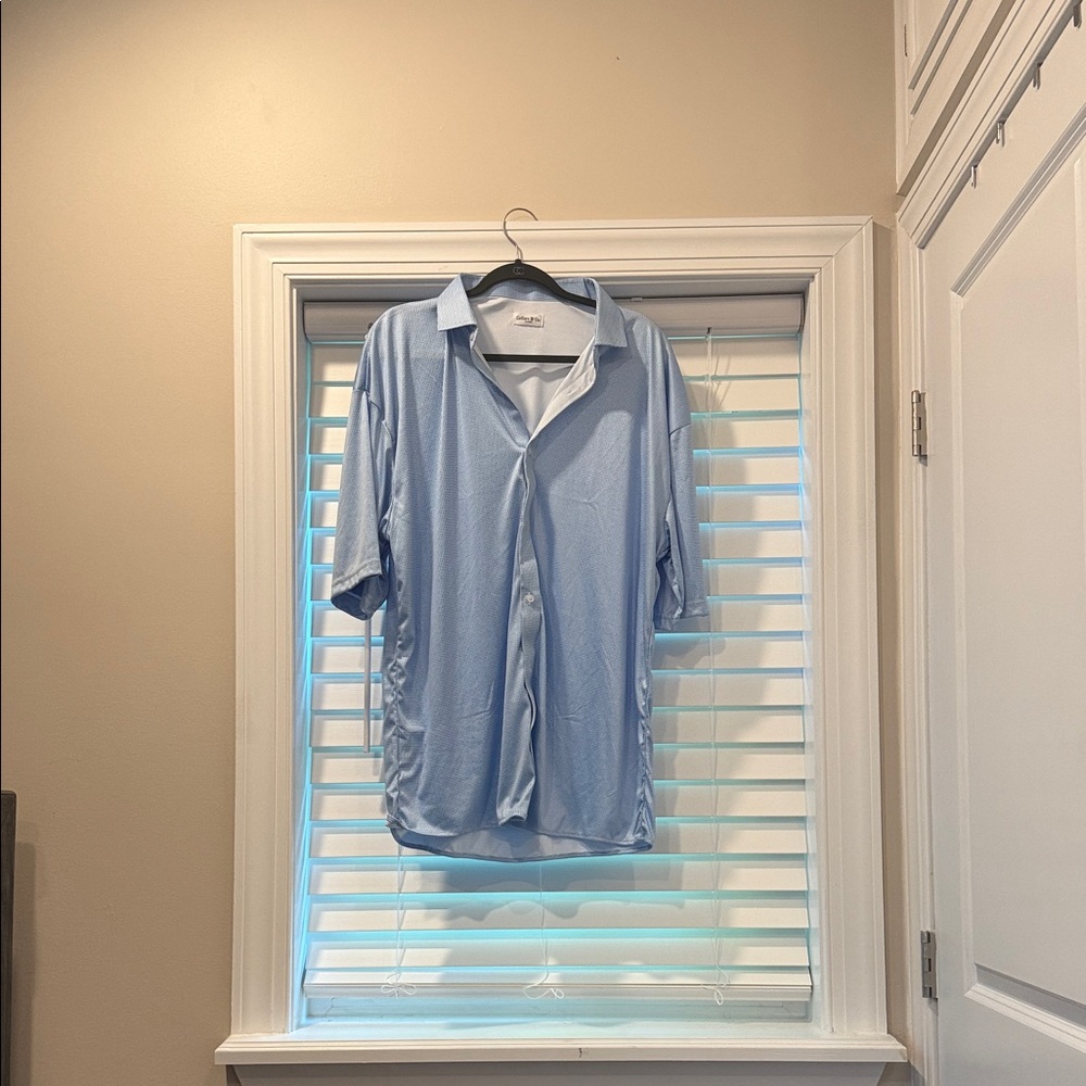 Collars & Co Gingham Light Blue Casual Button Down Shirt Size XXL